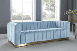 Meridian Furniture - Marlon Velvet Sofa In Sky Blue - 603Skyblu-S