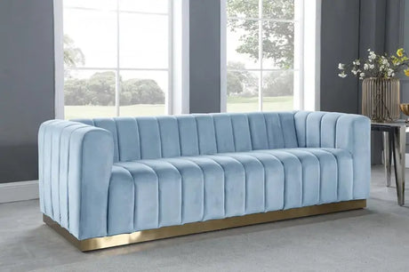 Meridian Furniture - Marlon Velvet Sofa In Sky Blue - 603Skyblu-S