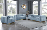 Meridian Furniture - Marlon Velvet Sofa In Sky Blue - 603Skyblu-S