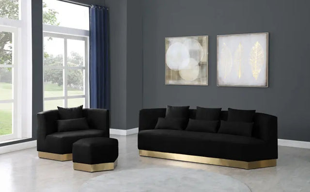 Meridian Furniture - Marquis 3 Piece Living Room Set In Black - 600Black-S-3Set