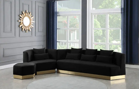 Meridian Furniture - Marquis 3 Piece Living Room Set In Black - 600Black-S-3Set