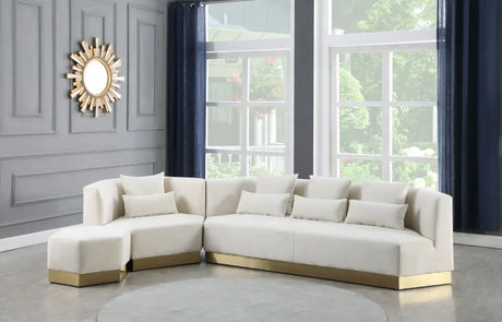 Meridian Furniture - Marquis 3 Piece Living Room Set In Cream - 600Cream-S-3Set