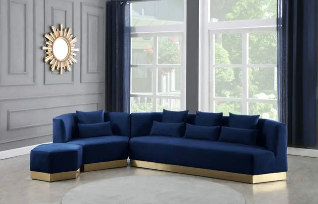 Meridian Furniture - Marquis 3 Piece Living Room Set In Navy - 600Navy-S-3Set