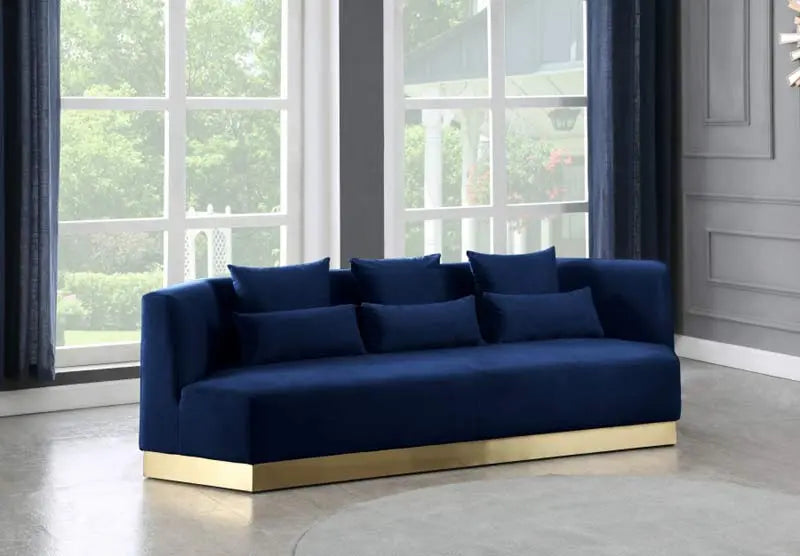 Meridian Furniture - Marquis 3 Piece Living Room Set In Navy - 600Navy-S-3Set