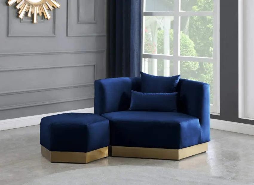 Meridian Furniture - Marquis 3 Piece Living Room Set In Navy - 600Navy-S-3Set