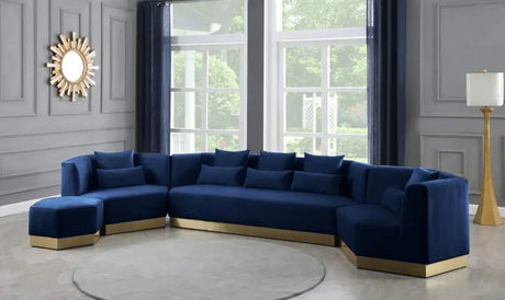 Meridian Furniture - Marquis 3 Piece Living Room Set In Navy - 600Navy-S-3Set