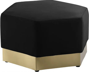 Marquis Velvet Ottoman In Black - 600Black-Ott | Meridian