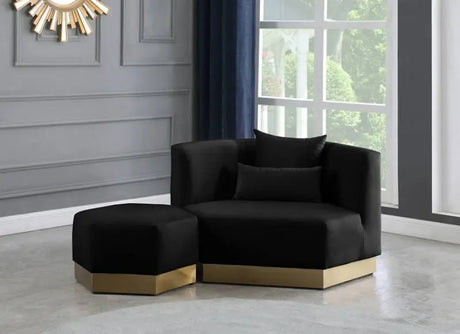 Meridian Furniture - Marquis Velvet Ottoman In Black - 600Black-Ott