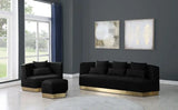 Meridian Furniture - Marquis Velvet Ottoman In Black - 600Black-Ott