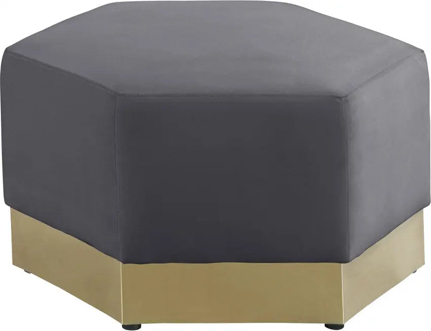 Meridian Furniture - Marquis Velvet Ottoman In Grey - 600Grey-Ott