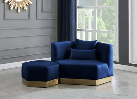 Meridian Furniture - Marquis Velvet Ottoman In Navy - 600Navy-Ott