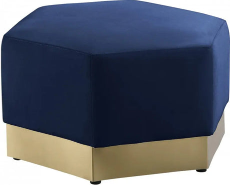 Meridian Furniture - Marquis Velvet Ottoman In Navy - 600Navy-Ott