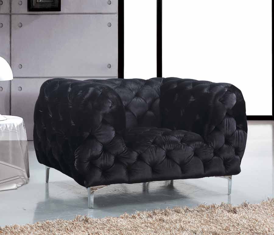 Meridian Furniture - Mercer 3 Piece Living Room Set In Black - 646Bl-S-3Set