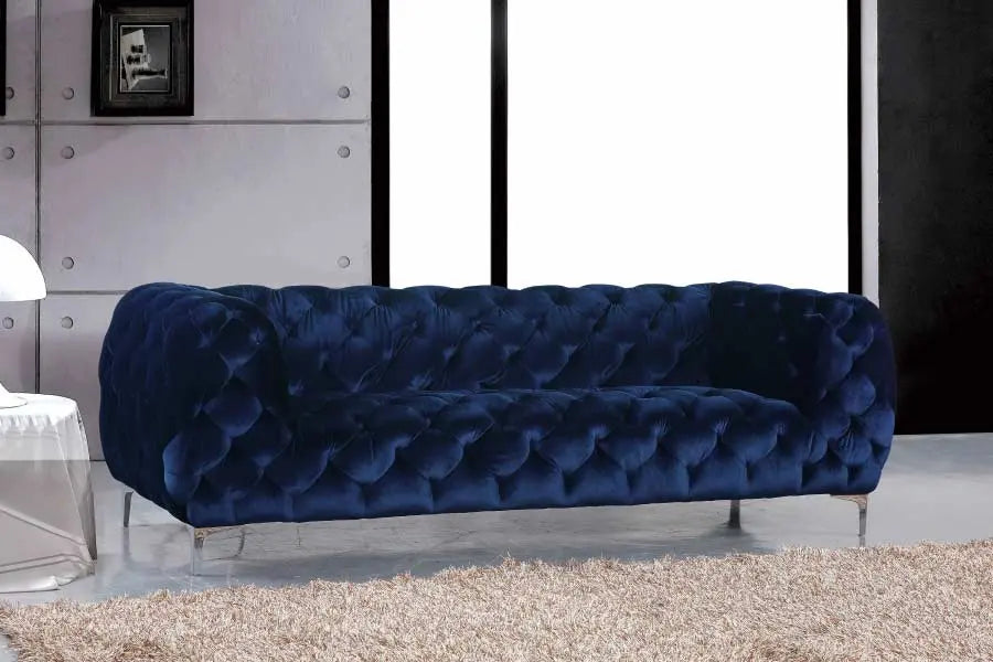 Meridian Furniture - Mercer 3 Piece Living Room Set In Navy - 646Navy-S-3Set