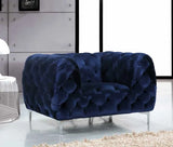 Meridian Furniture - Mercer 3 Piece Living Room Set In Navy - 646Navy-S-3Set