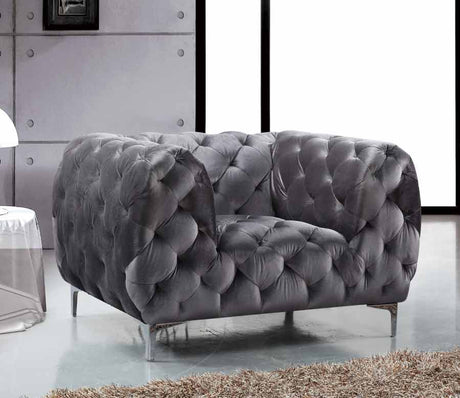 Meridian Furniture - Mercer Velvet Chair In Grey - 646Gry-C