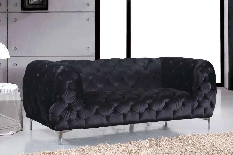 Meridian Furniture - Mercer Velvet Loveseat In Black - 646Bl-L