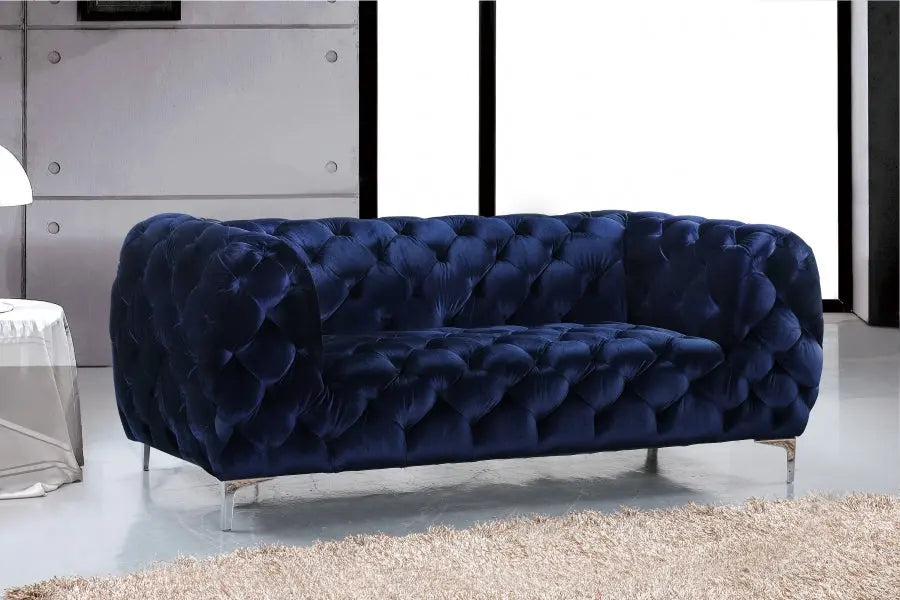 Meridian Furniture - Mercer Velvet Loveseat In Navy - 646Navy-L