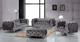Meridian Furniture - Mercer Velvet Ottoman In Grey - 646Gry-Ott
