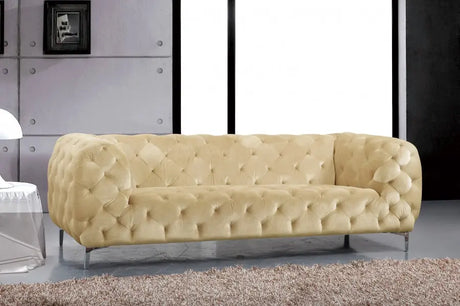 Meridian Furniture - Mercer Velvet Sofa In Beige - 646Be-S