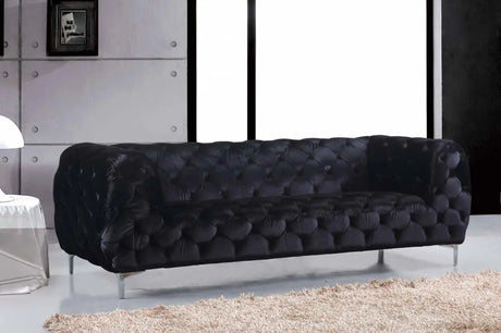 Meridian Furniture - Mercer Velvet Sofa In Black - 646Bl-S