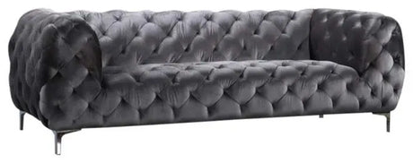 Meridian Furniture - Mercer Velvet Sofa In Grey - 646Gry-S