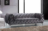 Meridian Furniture - Mercer Velvet Sofa In Grey - 646Gry-S