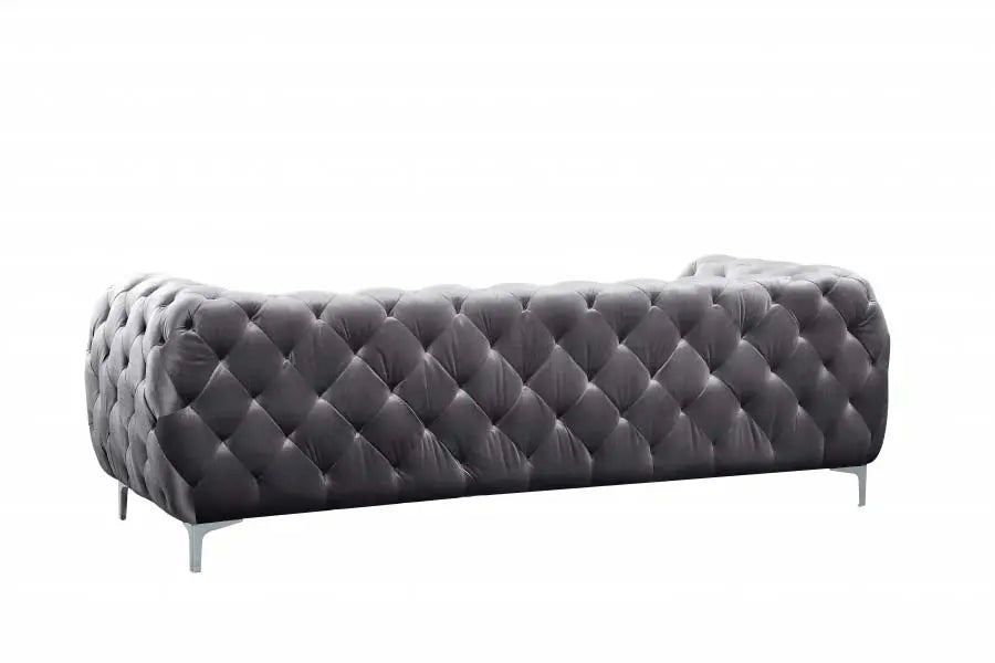 Meridian Furniture - Mercer Velvet Sofa In Grey - 646Gry-S