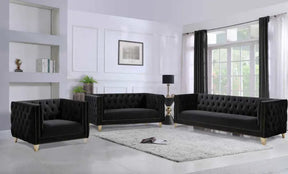 Michelle 3 Piece Living Room Set In Black - 652Black-S-3Set | Meridian