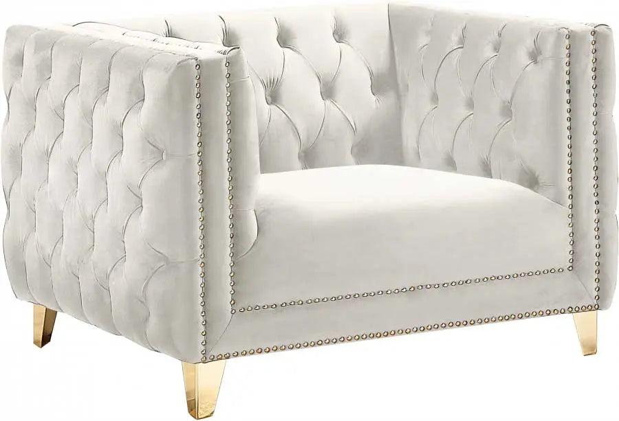 Meridian Furniture - Michelle 3 Piece Living Room Set In Cream - 652Cream-S-3Set