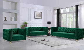 Michelle 3 Piece Living Room Set In Green - 652Green-S-3Set | Meridian