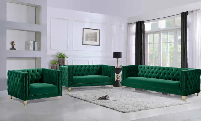 Meridian Furniture - Michelle 3 Piece Living Room Set In Green - 652Green-S-3Set