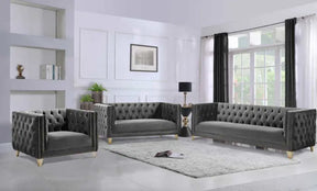 Michelle 3 Piece Living Room Set In Grey - 652Grey-S-3Set | Meridian