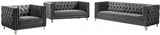 Meridian Furniture - Michelle 3 Piece Living Room Set In Grey - 652Grey-S-3Set