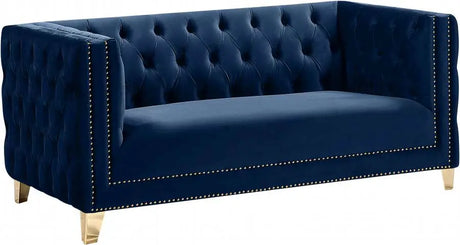 Meridian Furniture - Michelle 3 Piece Living Room Set In Navy - 652Navy-S-3Set