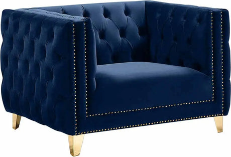 Meridian Furniture - Michelle 3 Piece Living Room Set In Navy - 652Navy-S-3Set