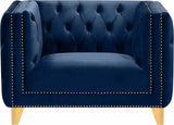 Meridian Furniture - Michelle 3 Piece Living Room Set In Navy - 652Navy-S-3Set