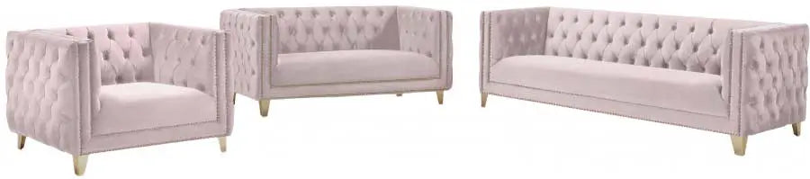 Meridian Furniture - Michelle 3 Piece Living Room Set In Pink - 652Pink-S-3Set