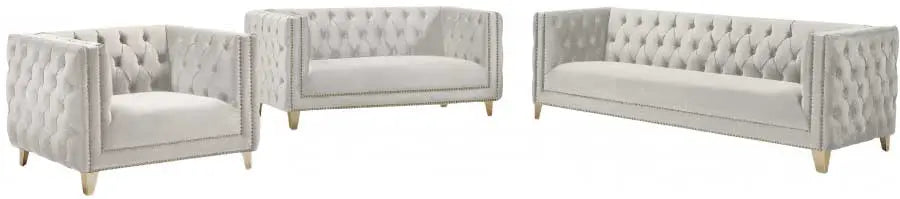 Meridian Furniture - Michelle 3 Piece Living Room Set In White - 651White-S-3Set