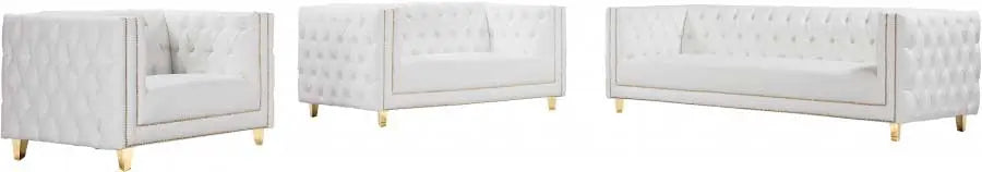 Meridian Furniture - Michelle 3 Piece Living Room Set In White - 651White-S-3Set