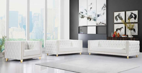 Meridian Furniture - Michelle 3 Piece Living Room Set In White - 651White-S-3Set