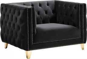 Michelle Velvet Chair In Black - 652Black-C | Meridian