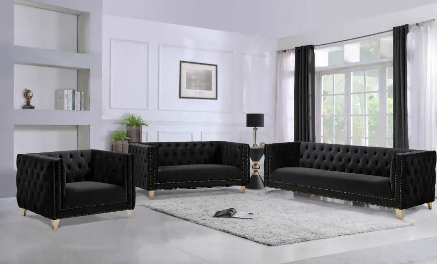 Meridian Furniture - Michelle Velvet Chair In Black - 652Black-C
