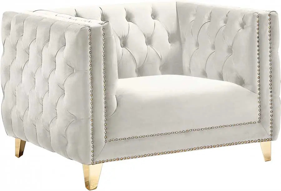 Meridian Furniture - Michelle Velvet Chair In Cream - 652Cream-C