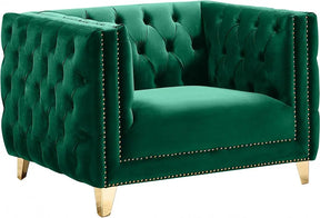 Michelle Velvet Chair In Green - 652Green-C | Meridian