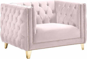 Michelle Velvet Chair In Pink - 652Pink-C | Meridian
