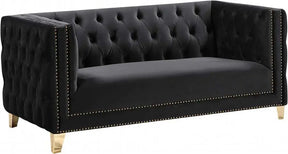 Michelle Velvet Loveseat In Black - 652Black-L | Meridian