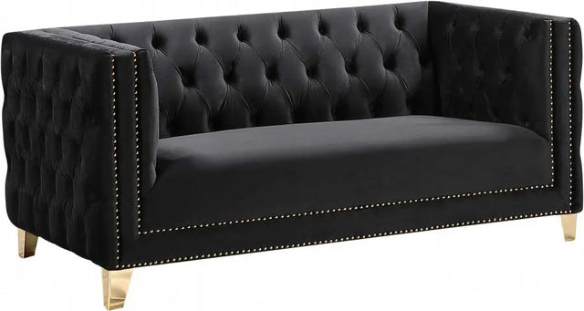 Meridian Furniture - Michelle Velvet Loveseat In Black - 652Black-L