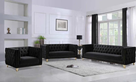 Meridian Furniture - Michelle Velvet Loveseat In Black - 652Black-L