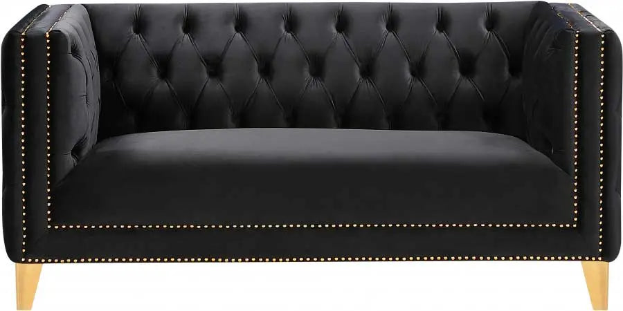 Meridian Furniture - Michelle Velvet Loveseat In Black - 652Black-L